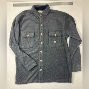 Juneau Shirt Mens Medium Solid Grey Flannel Shacket Fleece Long Sleeve Button Up